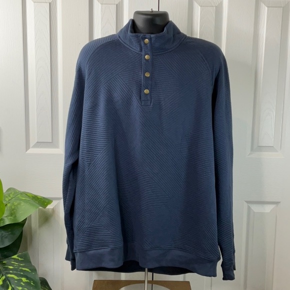 Goodfellow & Co - Men's Quilted Snap Pullover Sweatshirt Blue Various Sizes - Picture 1 of 11